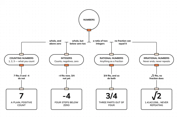 Sort each number into the smallest family it belongs to